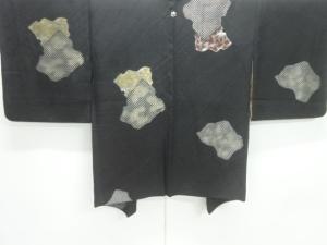 大正ロマン　漆抽象模様織り出し一つ紋羽織